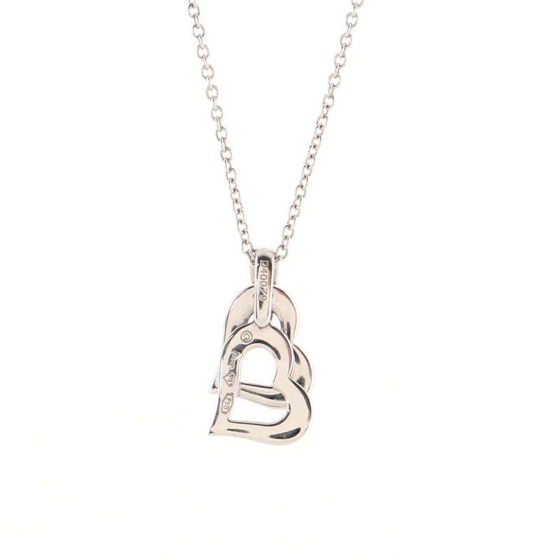 Women's or Men's Piaget Limelight Double Hearts Pendant Necklace 18K White Gold with Diamonds