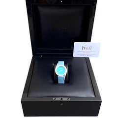 Piaget Montre Limelight Gala Turquoise avec cadran en diamant et bracelet en cuir turquoise G0A43