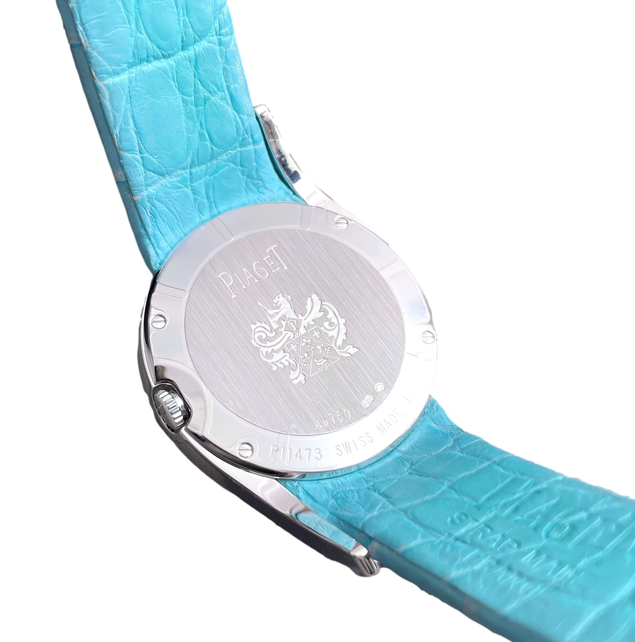 Brilliant Cut Piaget Limelight Gala Turquoise Dial Diamond Turquoise Leather Strap Watch G0A43