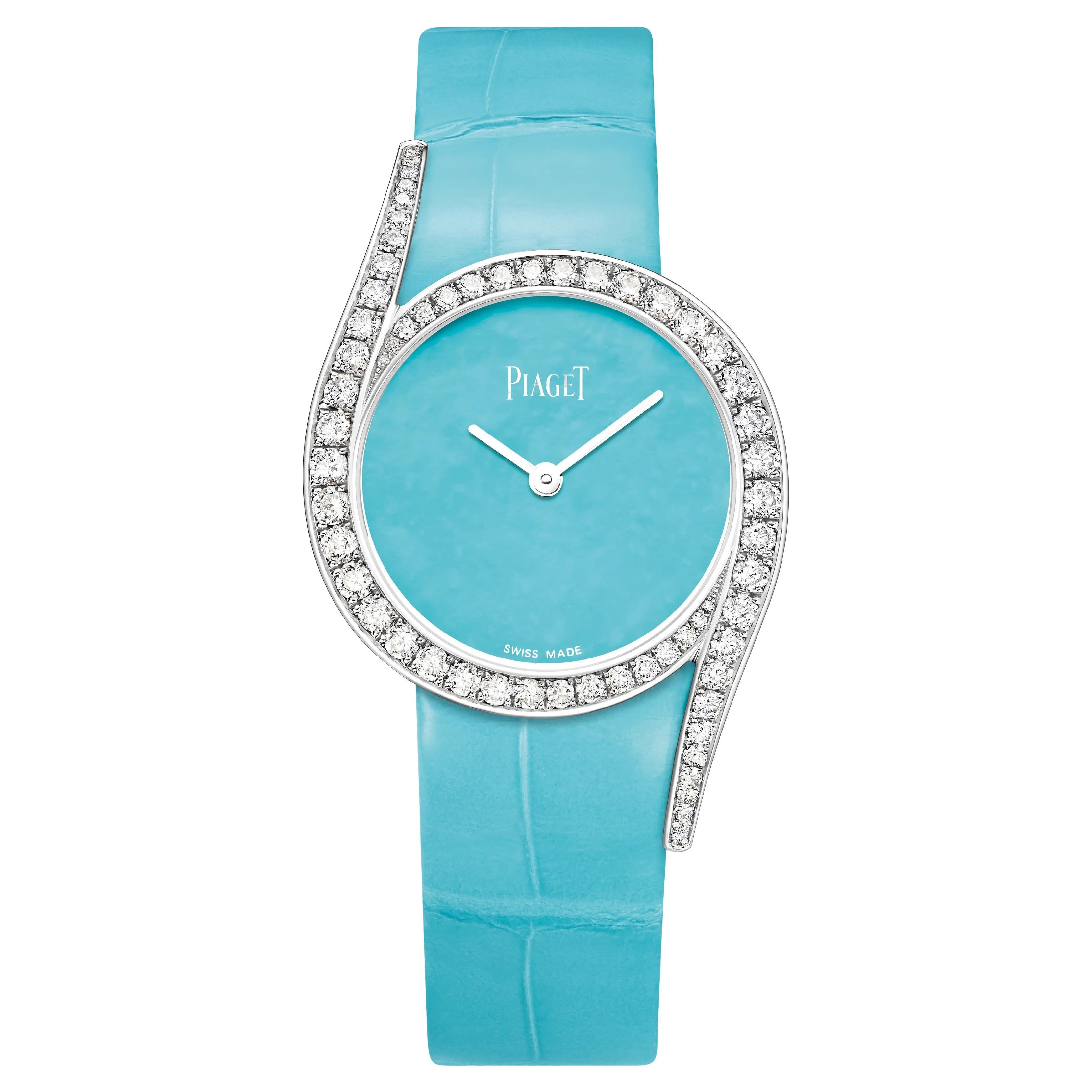 Piaget Limelight Gala Turquoise Dial Diamond Turquoise Leather Strap Watch G0A43
