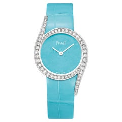 Piaget Montre Limelight Gala Turquoise avec cadran en diamant et bracelet en cuir turquoise G0A43