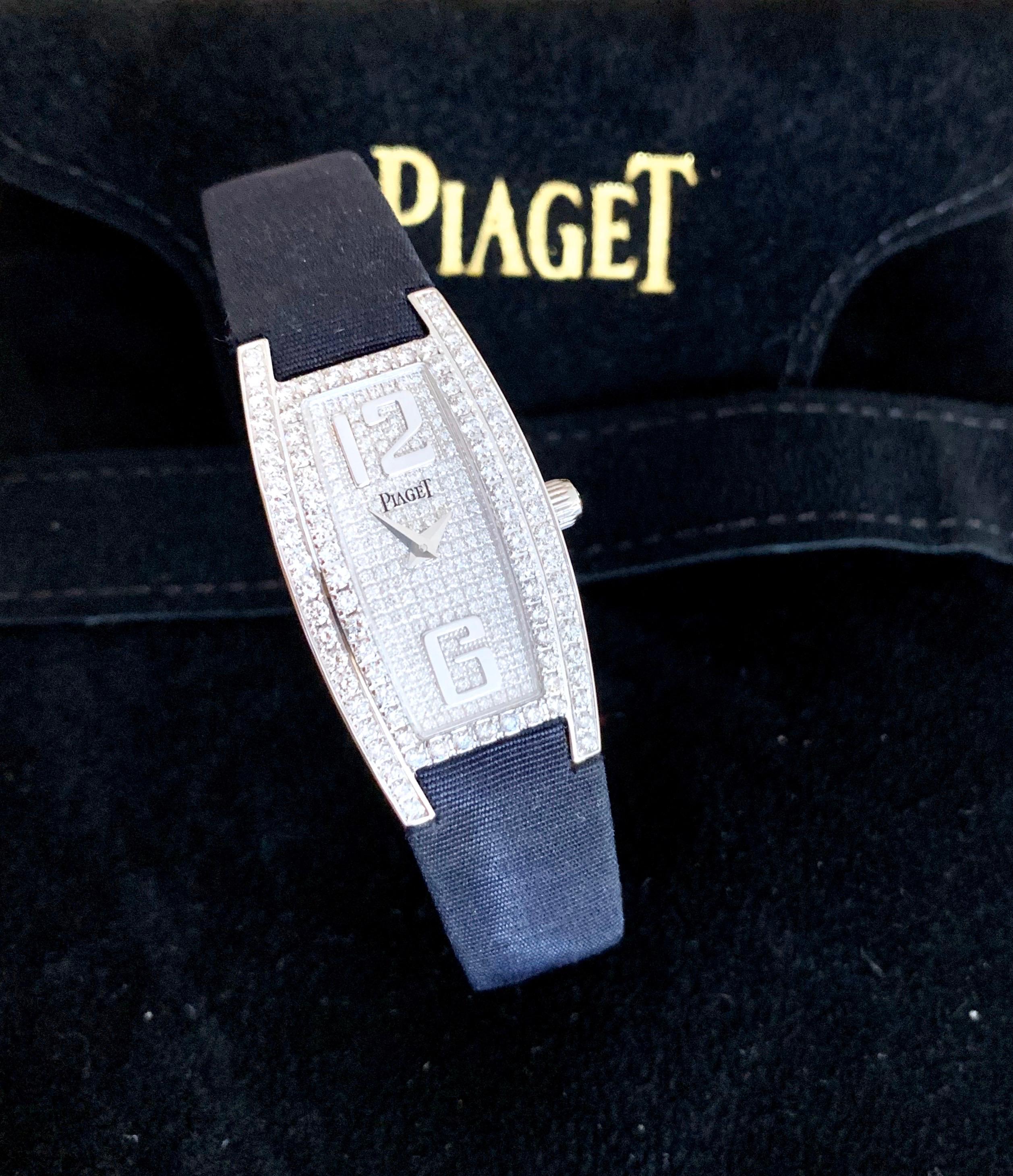 Women's Piaget Limelight Tonneau 18 Karat Gold Paved Diamond Dial Ladies Wristwatch