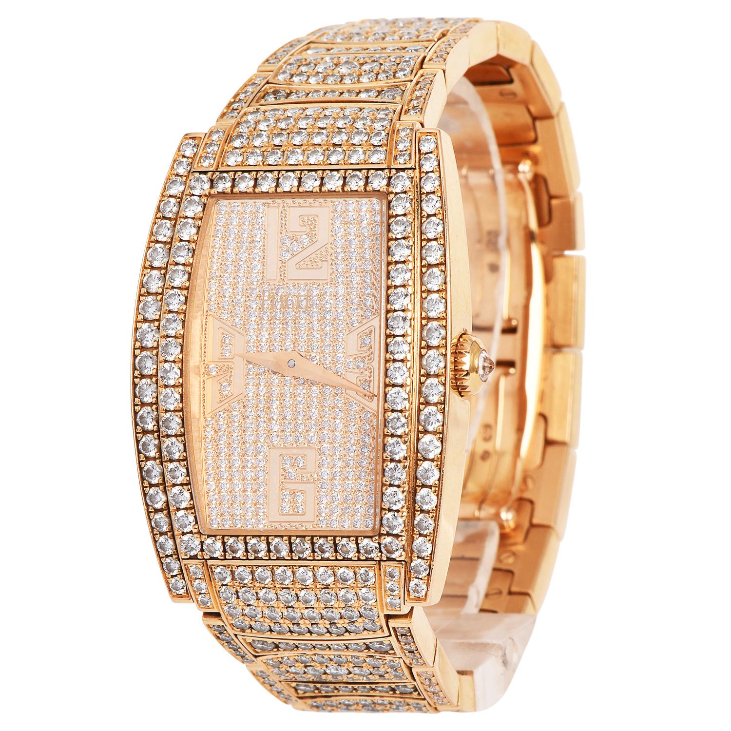 Piaget Limelight Tonneau Diamond Bracelet Gold Watch  In Excellent Condition In Miami, FL
