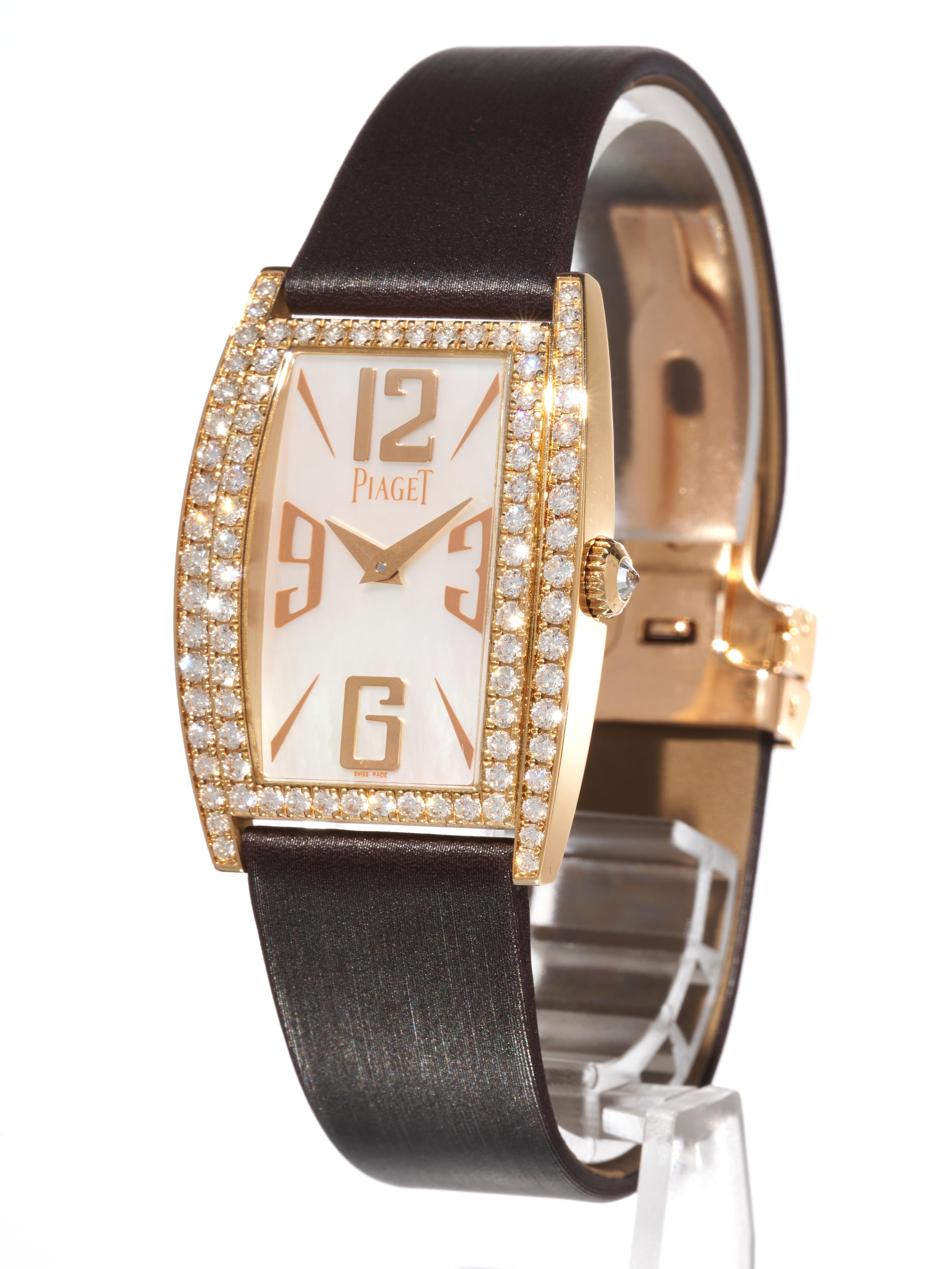 Piaget Limelight Tonneau Gala Rose 3.5CT Oro 18K Diamanti Madreperla Quadrante in vendita 8