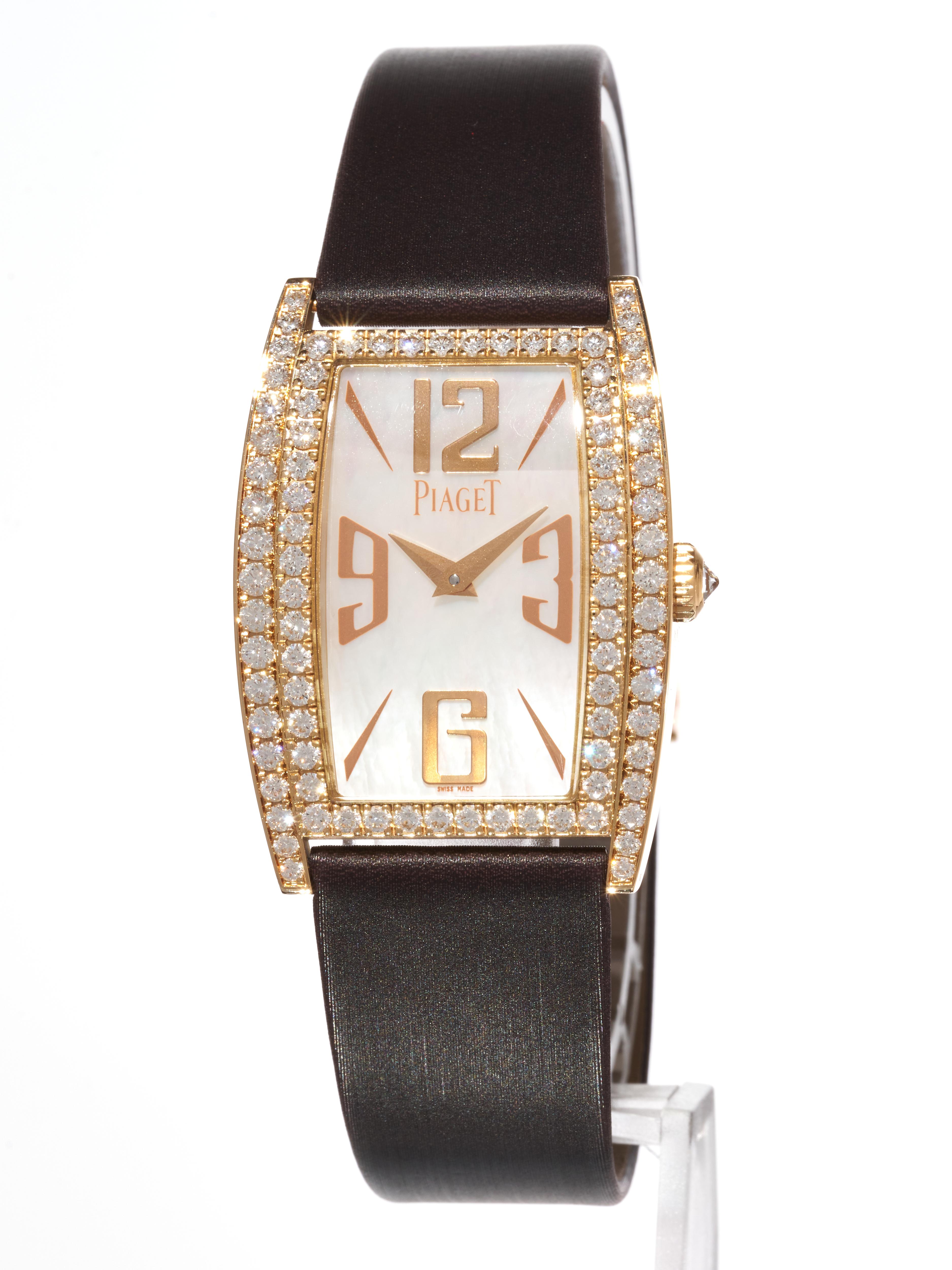 Piaget Limelight Tonneau Gala Rose 3.5CT Oro 18K Diamanti Madreperla Quadrante in vendita 9