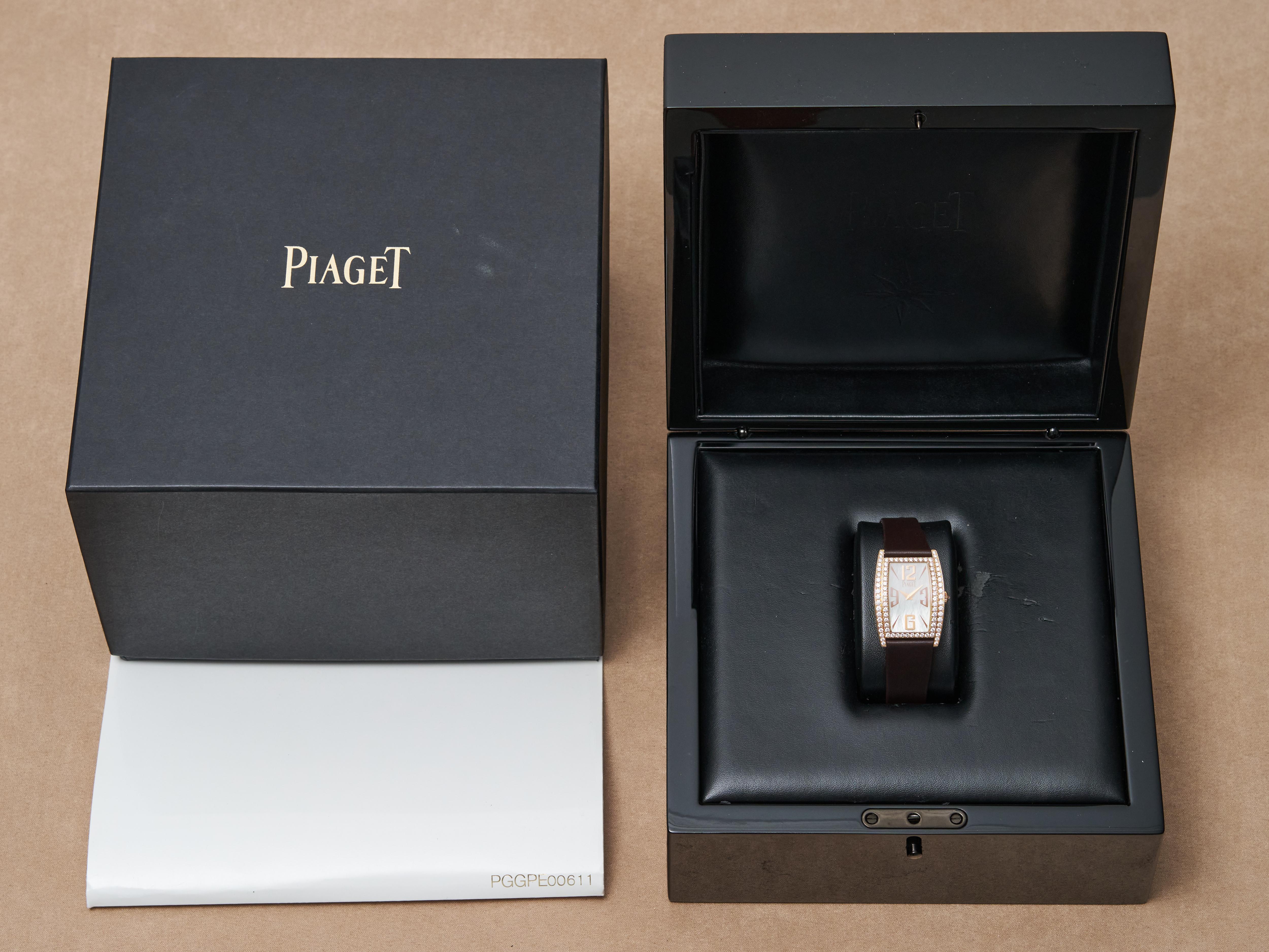 Piaget Limelight Tonneau Gala Rose 3.5CT Oro 18K Diamanti Madreperla Quadrante in vendita 10
