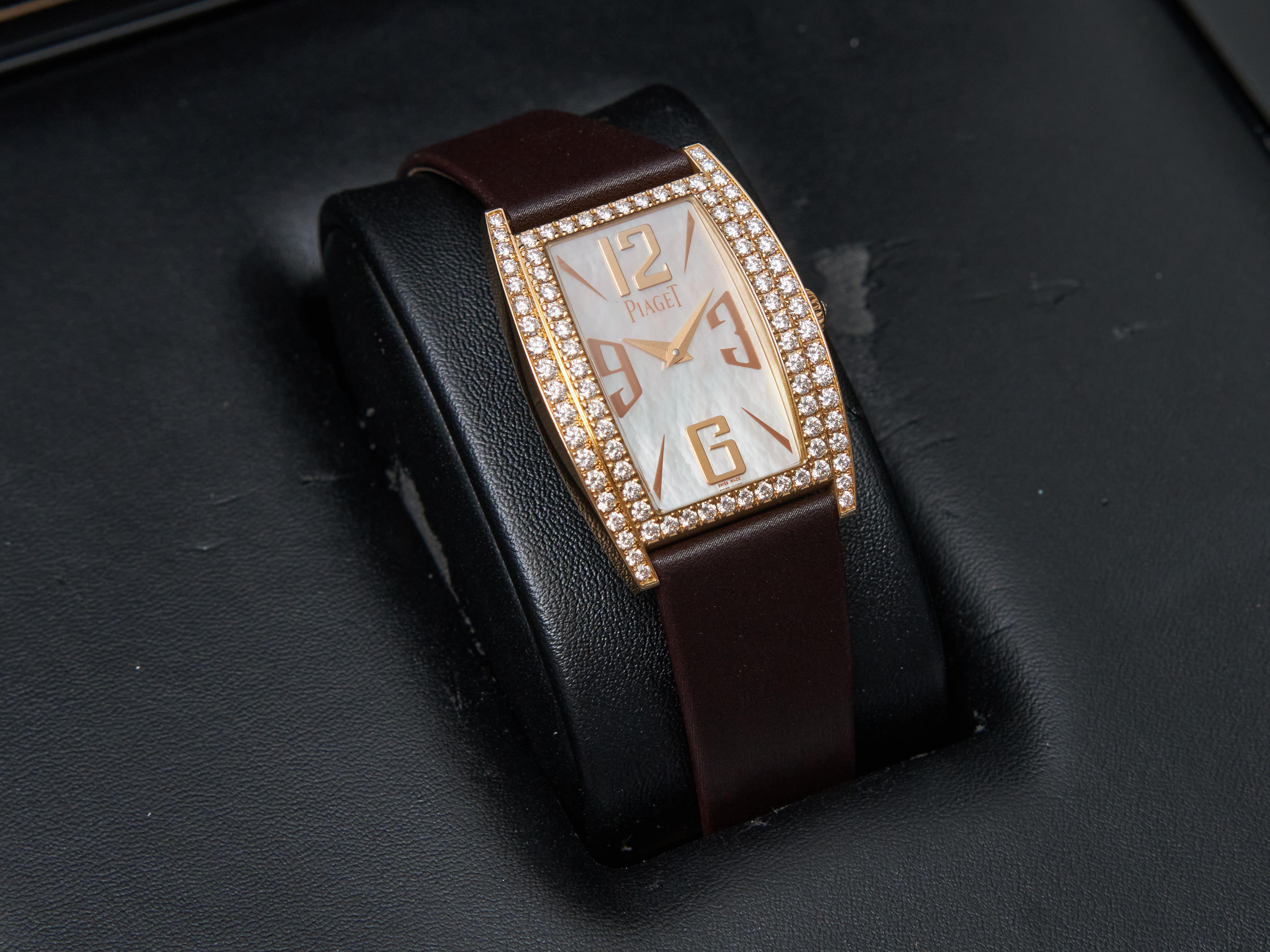 Piaget Limelight Tonneau Gala Rose 3.5CT Oro 18K Diamanti Madreperla Quadrante in vendita 11