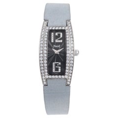 Used Piaget "Limelight Tonneau" in 18k White Gold with Original Two Row Diamond Bezel