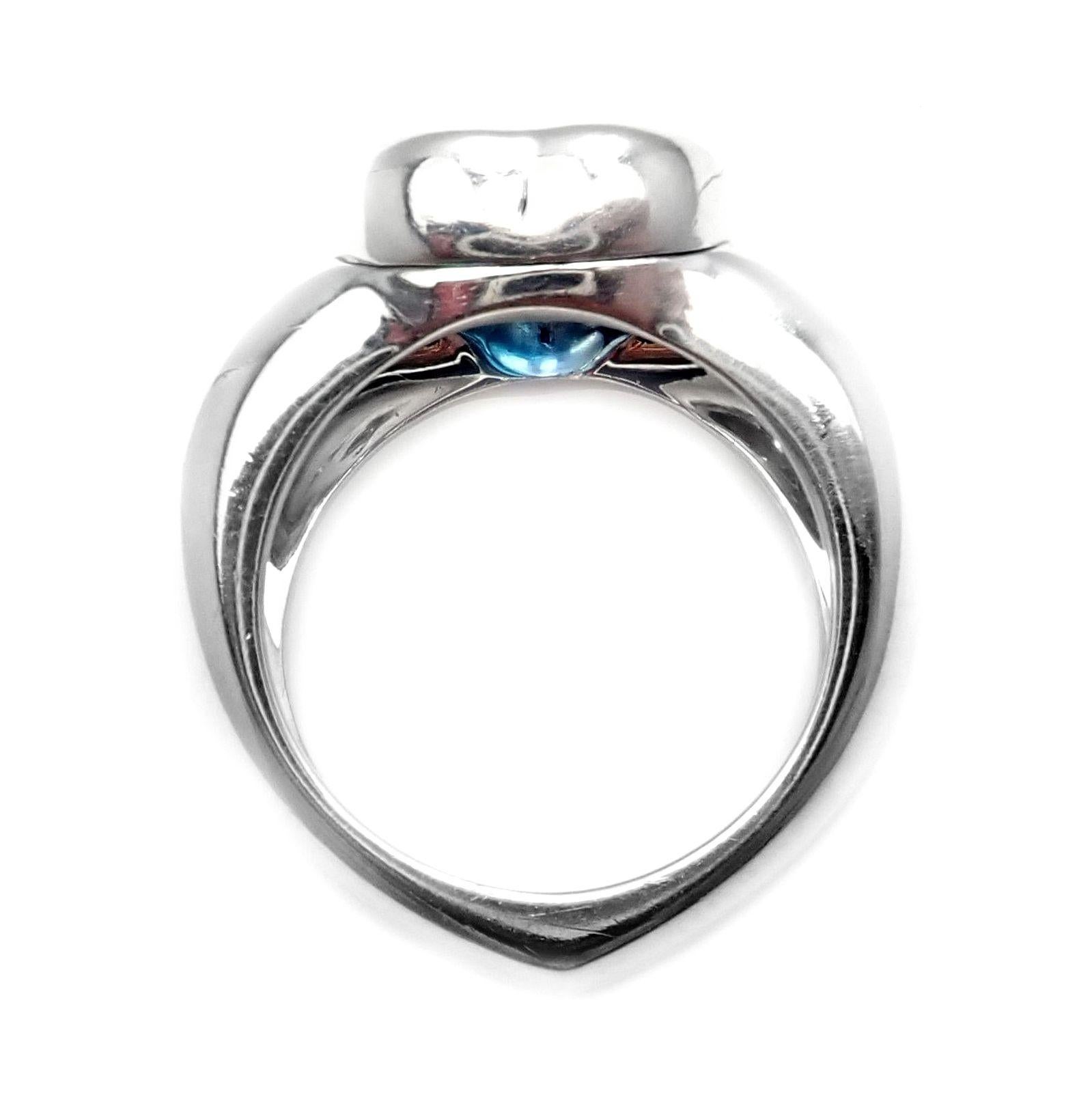 Women's or Men's Piaget London Blue Topaz White Gold Heart Ring