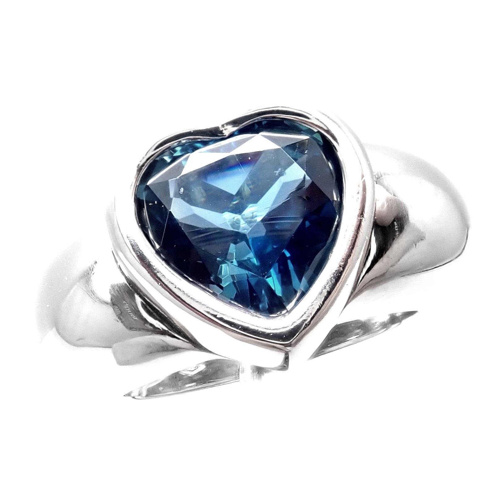 Piaget London Blue Topaz White Gold Heart Ring 1