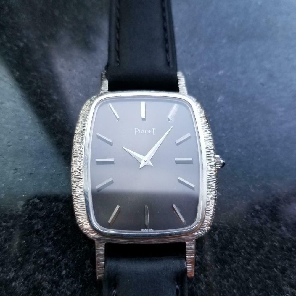 PIAGET Men's Solid 18k White Gold cal.9P2 Hand-Wind, c.1970s Swiss Luxury LV852 In Excellent Condition In Beverly Hills, CA
