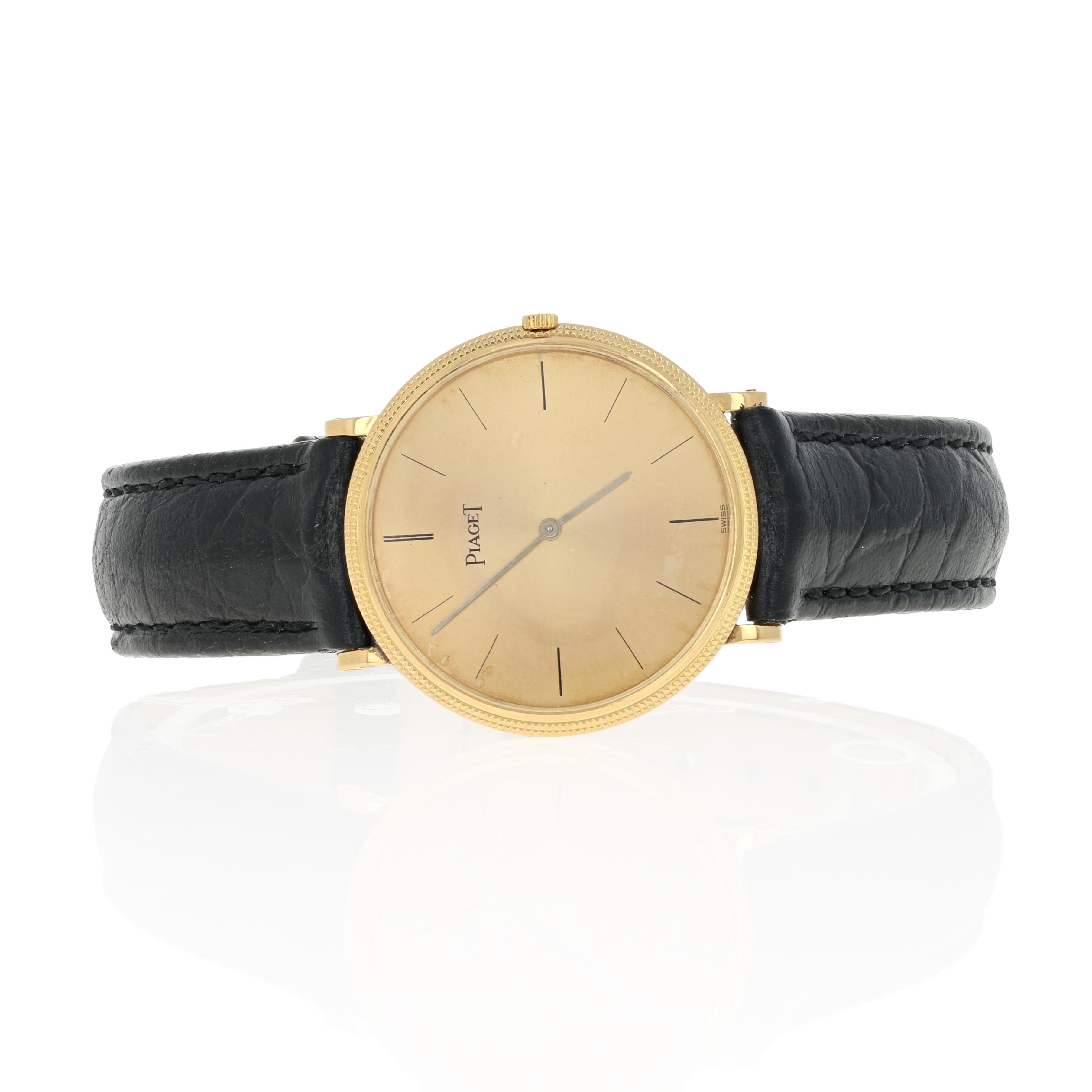 Piaget Men's Vintage Watch 18K Gold Leather Band Mechanical Movement 2Yr Wnty 1