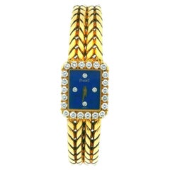 Piaget Mini Lapis Dial Diamond Herringbone Bracelet Ladies Vintage Watch Piaget Mini Lapis Dial Diamond Herringbone Bracelet Ladies Vintage Watch