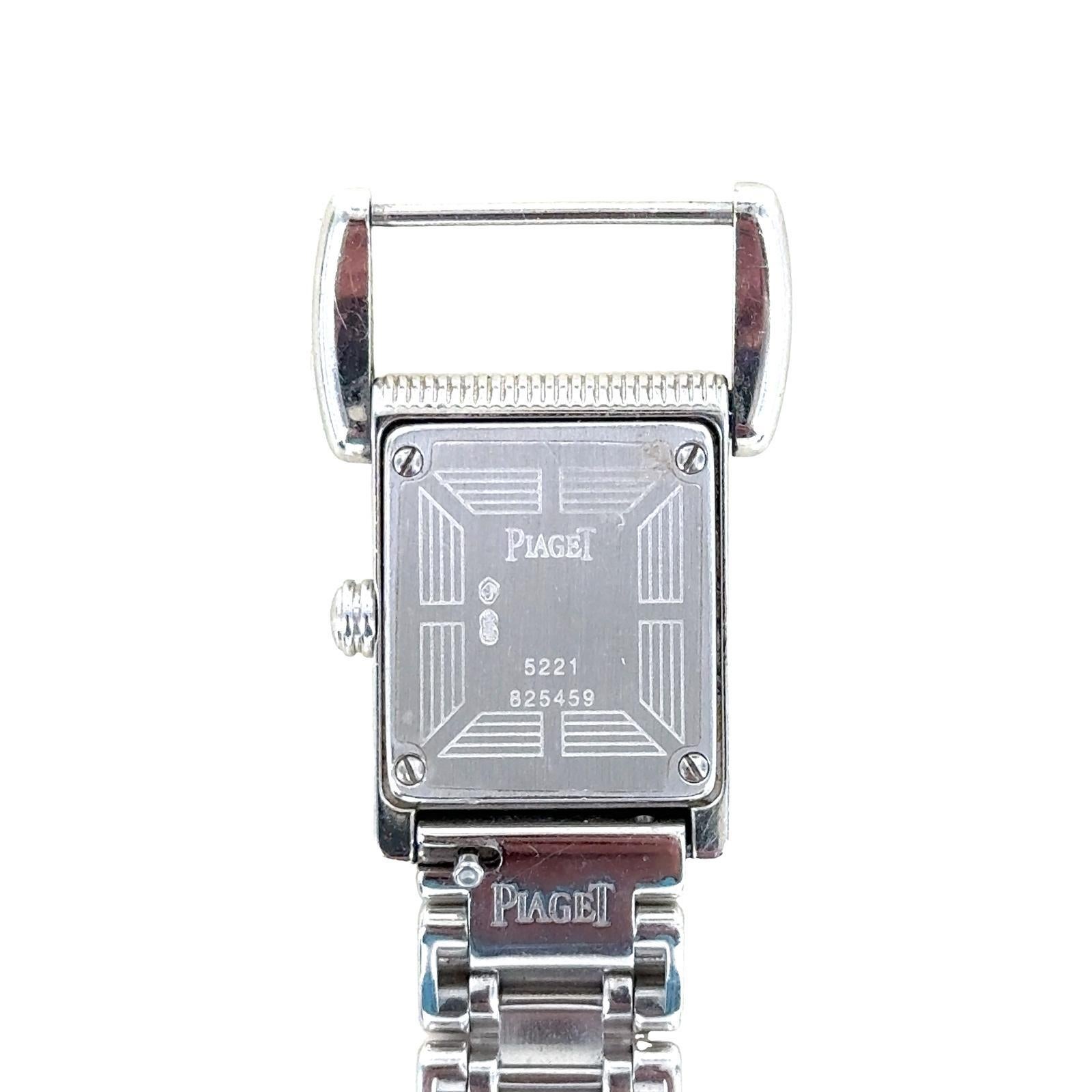 Round Cut Piaget Miss Protocol 18 Karat White Gold Quartz Watch Diamond Dial For Sale