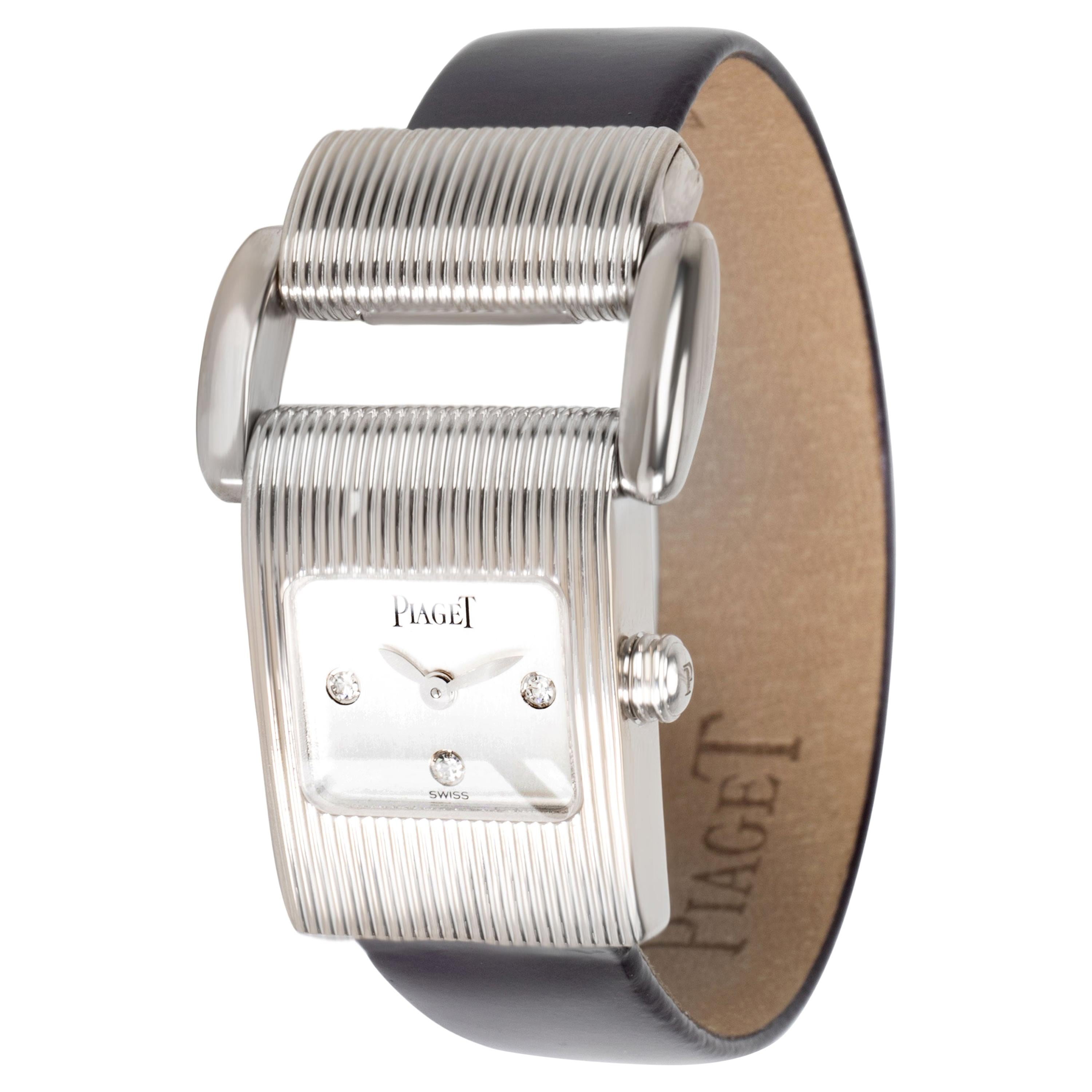 Piaget 18 Karat 750 Solid Gold Diamond Watch Tan Colored Dial Miss ...