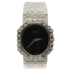 Piaget Octagonal Diamond 9341 A6 18K White Gold Onyx Dial Ladies Watch