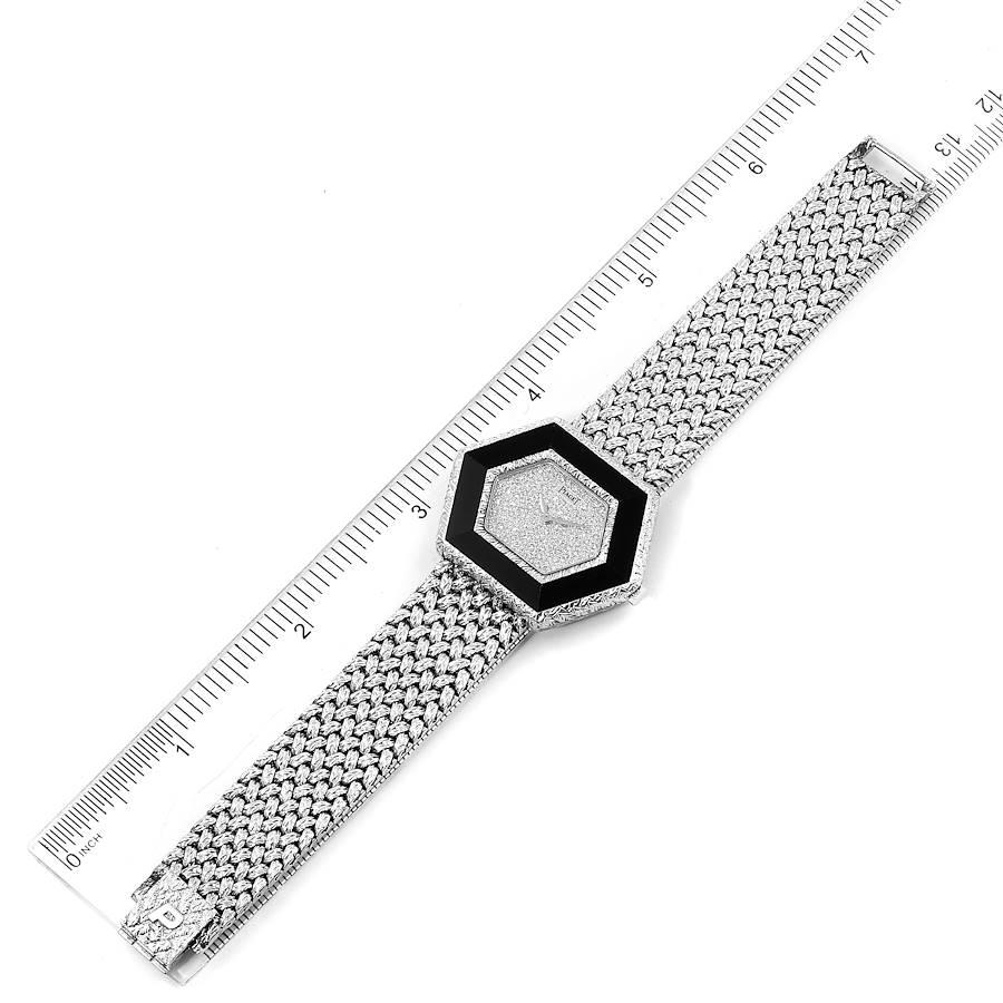 Piaget Onyx Diamond Dial White Gold Vintage Cocktail Ladies Watch 9523 For Sale 4