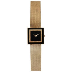 Vintage Piaget Onyx & Hobnail Watch in 18K Yellow Gold, 1980s