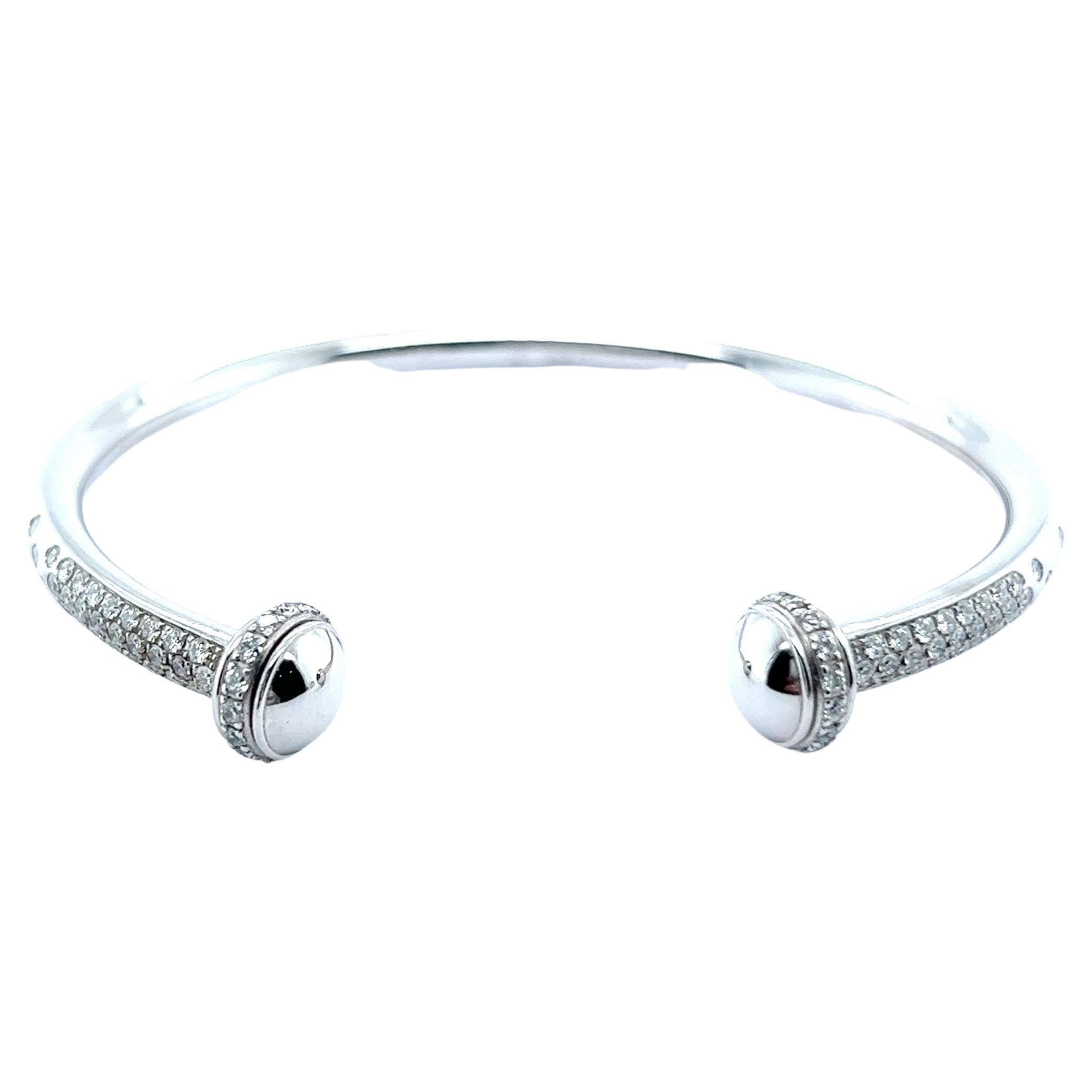 Piaget Open Bangle Bracelet with Diamonds in 18 Karat White Gold  For Sale
