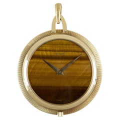 Vintage Piaget Open Face Pocket Watch Tigers Eye Dial 990 P 66