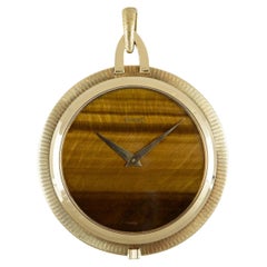 Retro Piaget Open Face Pocket Watch Tigers Eye Dial 990 P 66