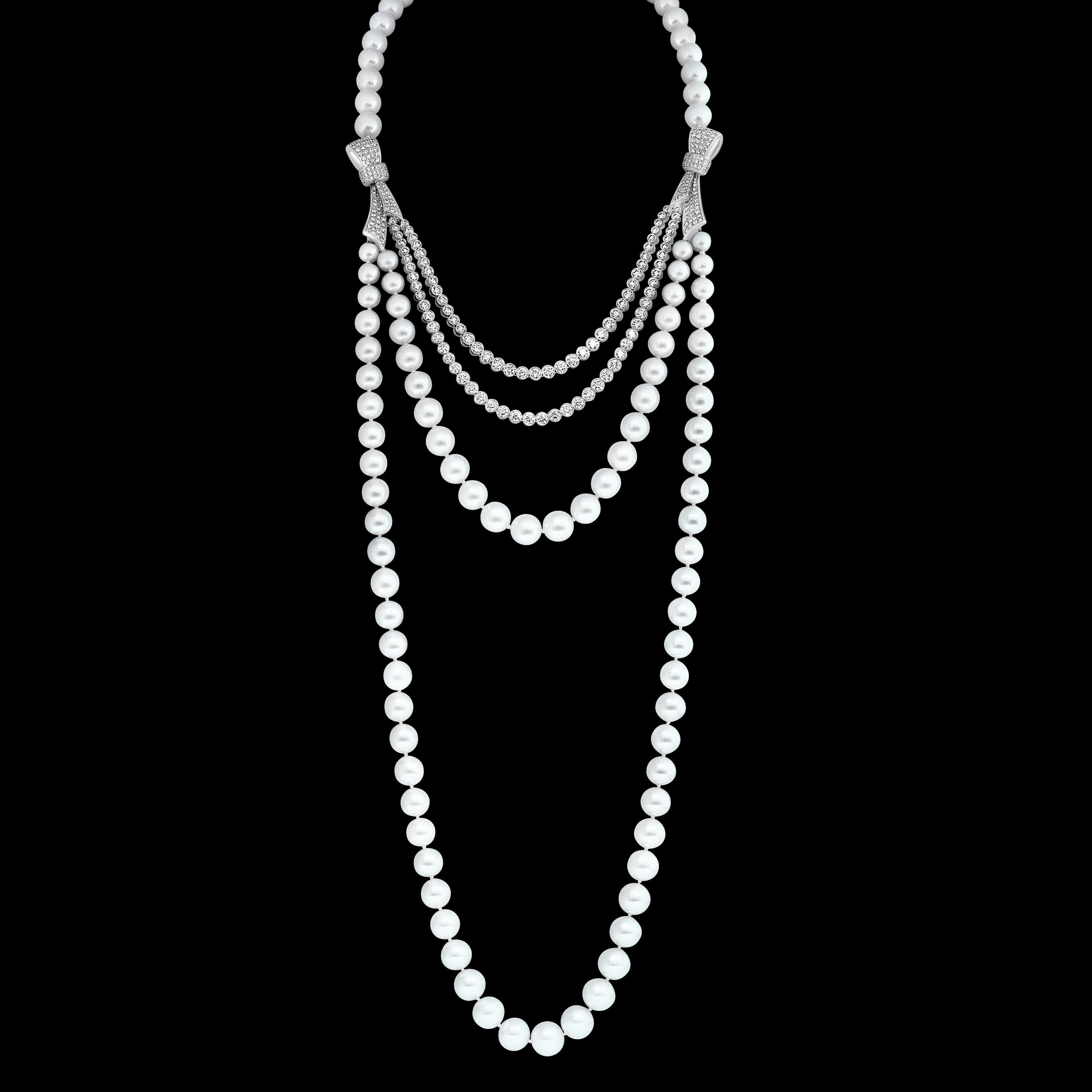 Piaget Paris Diamond & South Sea Pearl Suite Necklace, Earring Watch & Ring 18K For Sale 3