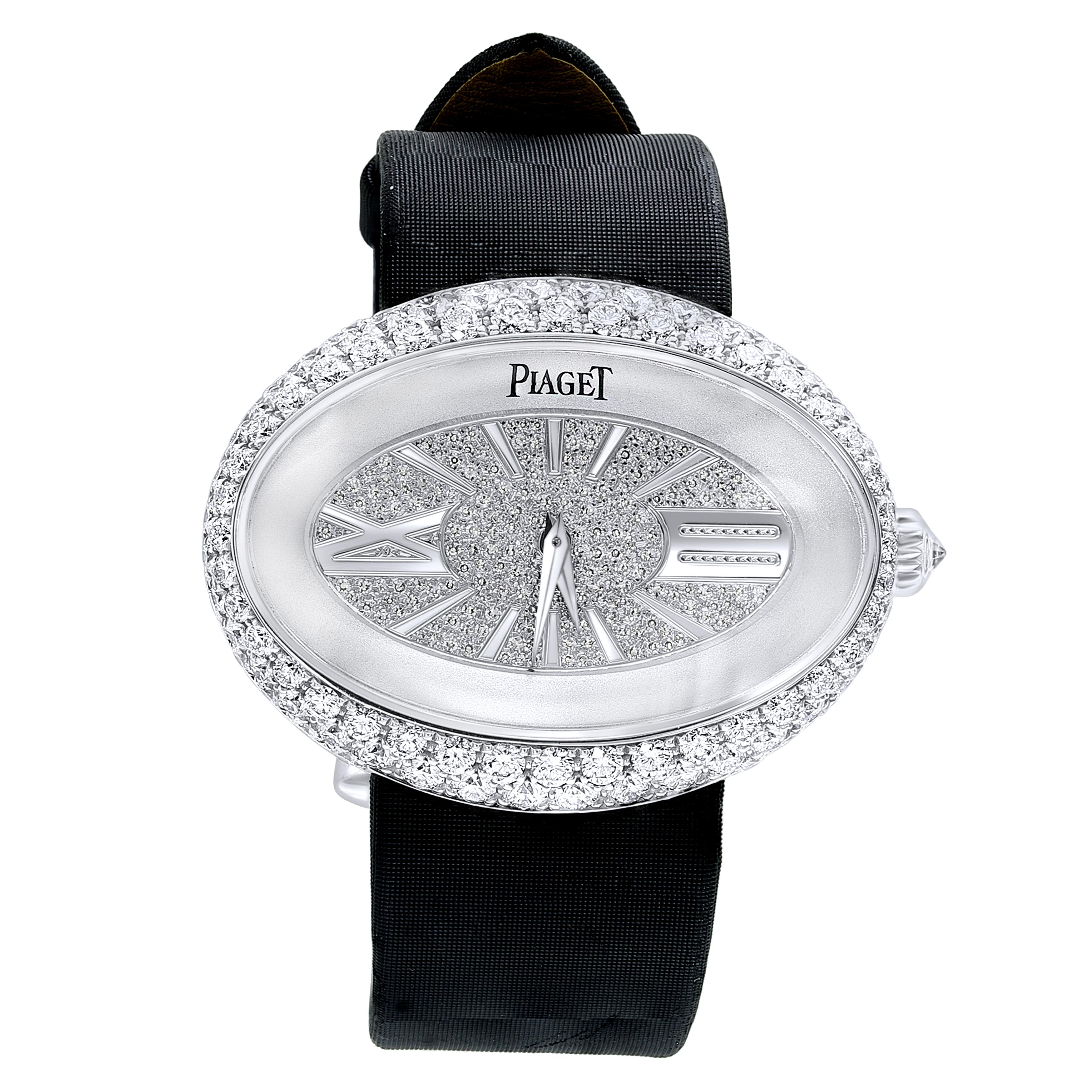 Round Cut Piaget Paris Diamond & South Sea Pearl Suite Necklace, Earring Watch & Ring 18K For Sale