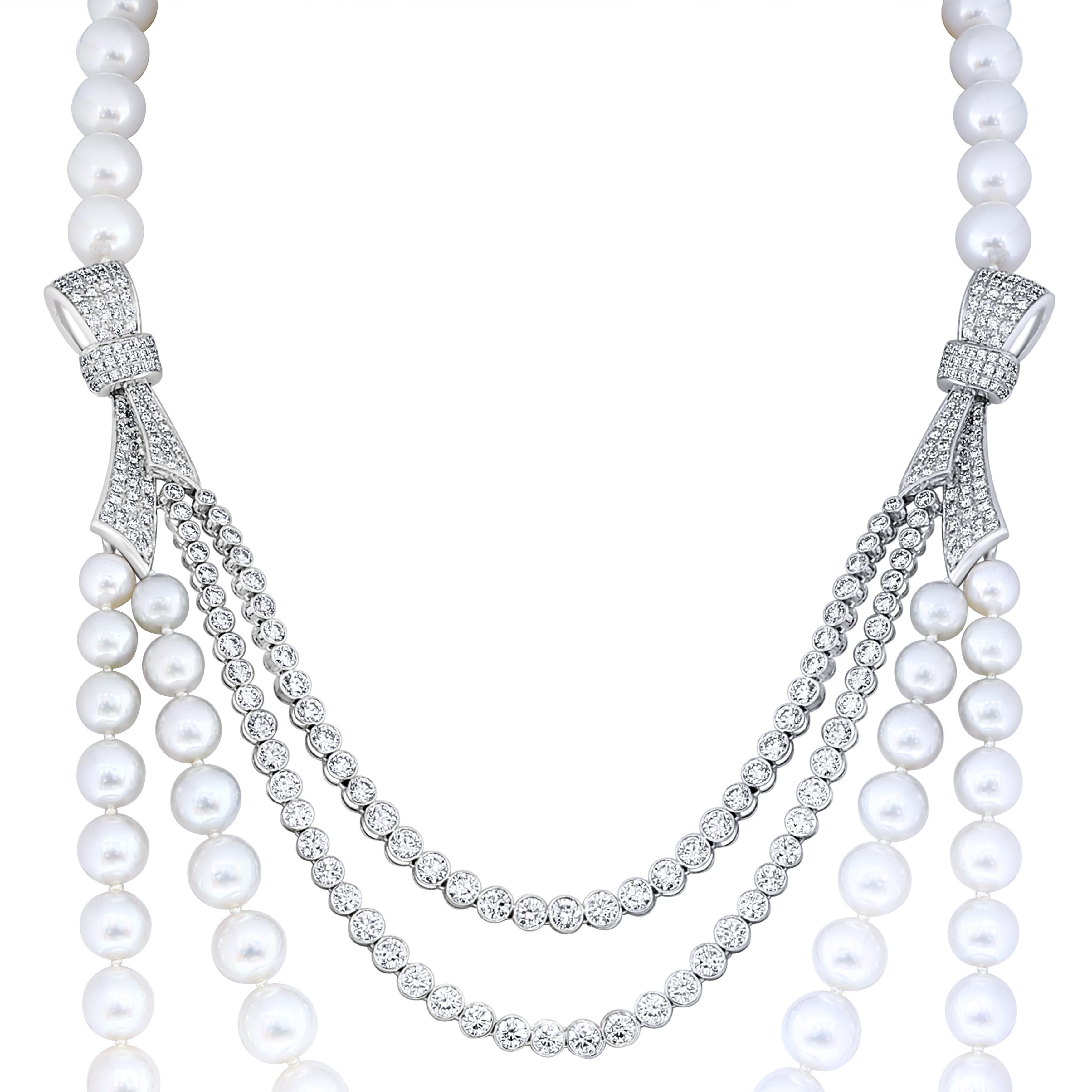 Piaget Paris Diamant- und Sdseeperlen-Suite-Halskette, Ohrring-Uhr & Ring 18K im Angebot 2