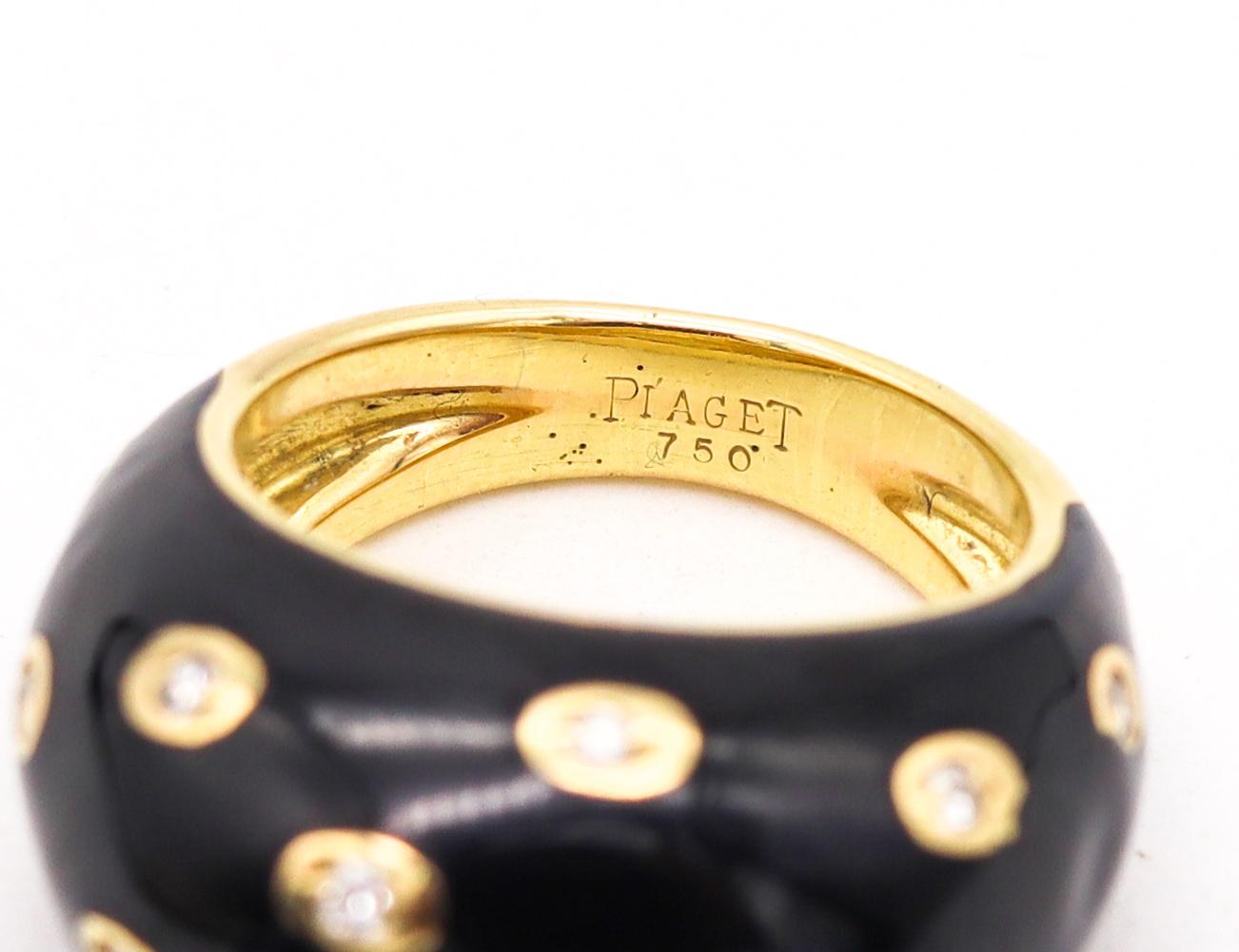 Piaget Paris Panther gewölbter Emaille-Cocktailring aus 18 Karat Gelbgold mit Diamanten für Damen oder Herren
