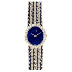 Piaget Peacock 9814 E43 Lapis Dial Blue Enamel 18k WG 1970s