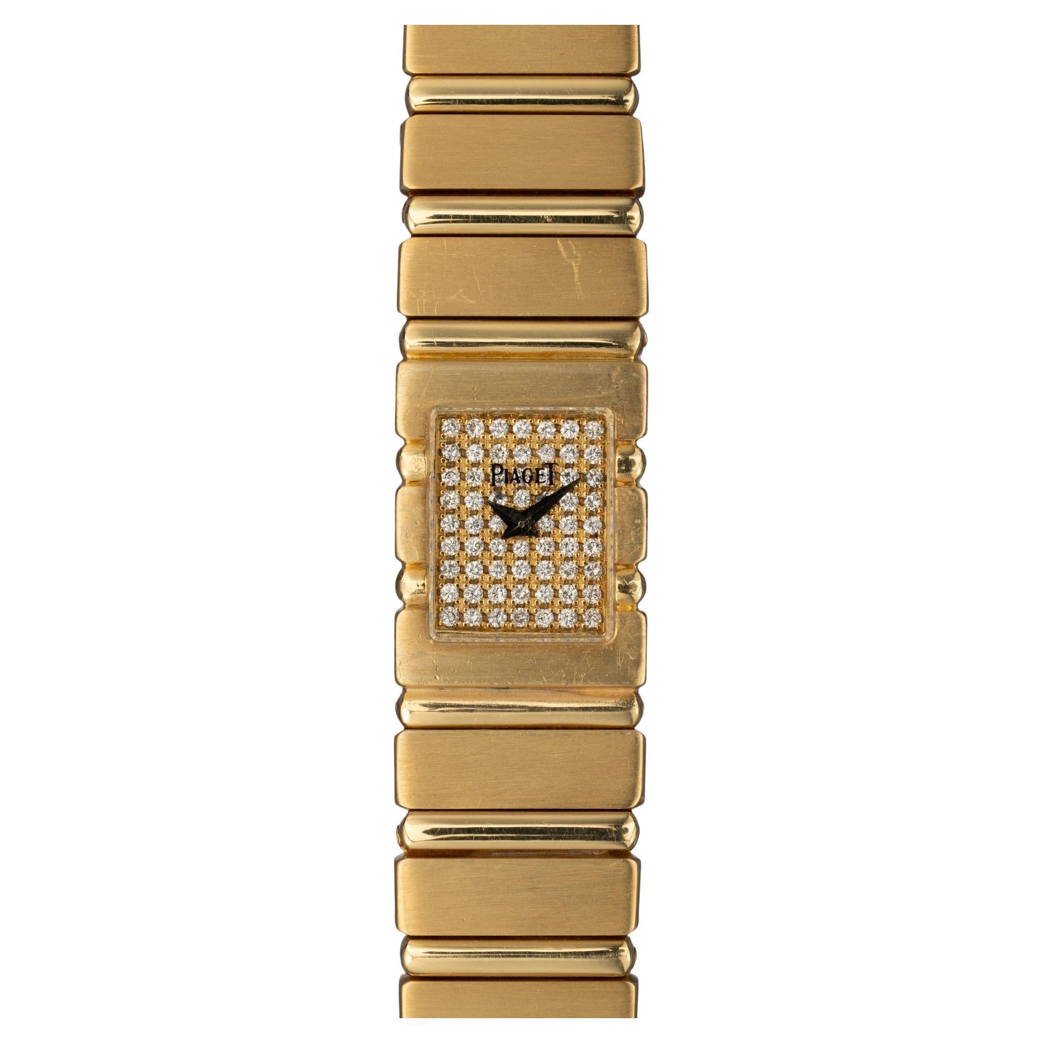Piaget Polo 15201 Mini Damen Pave Diamant 18k YG 1990s