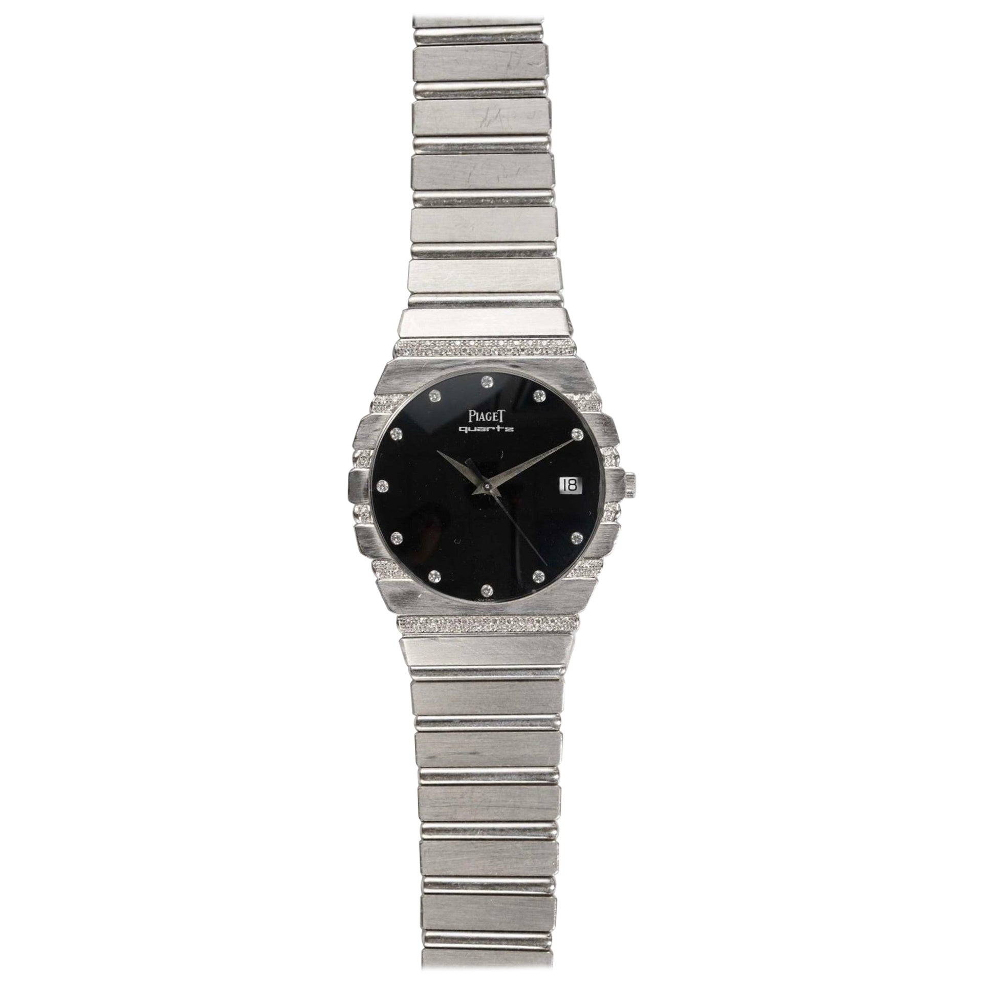 Piaget Polo 15661 Onyx Dial Watch in 18K White Gold, 1980s