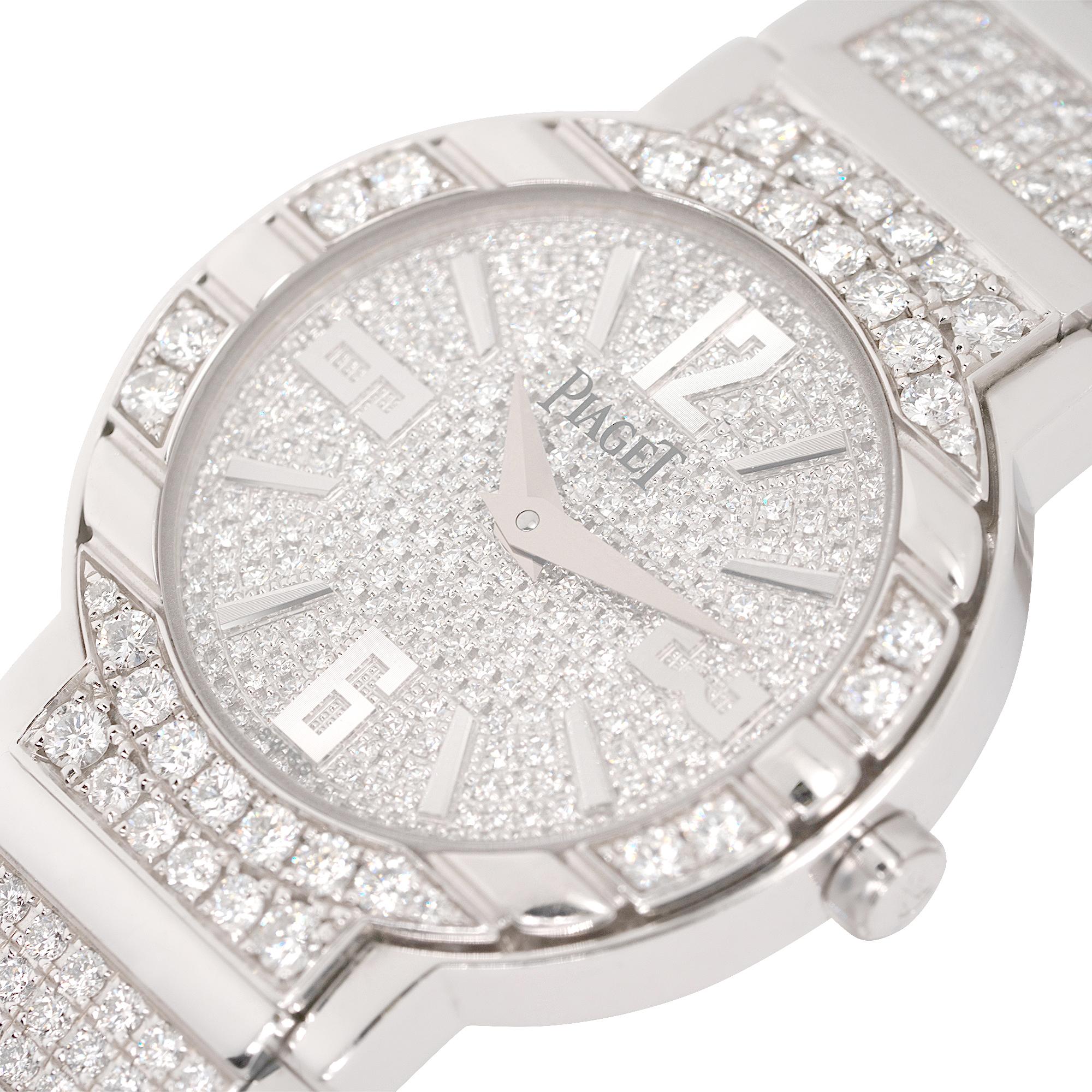 PiageT Polo Montre pour femme en or 18 carats pavé de diamants Excellent état - En vente à Boca Raton, FL