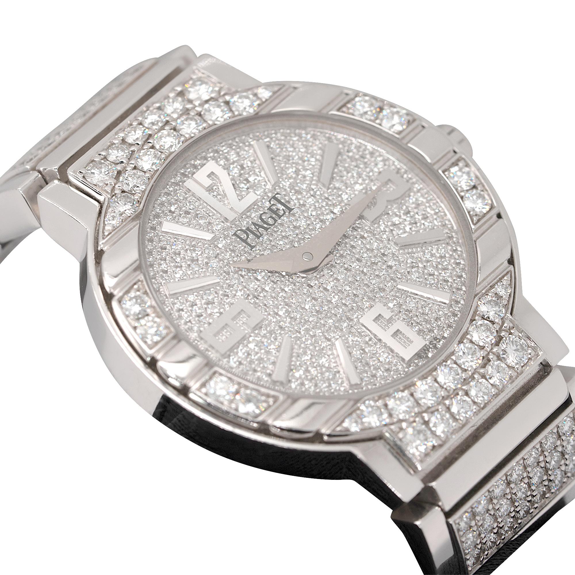 Round Cut PiageT Polo 18 Karat Diamond Pave Ladies Watch For Sale