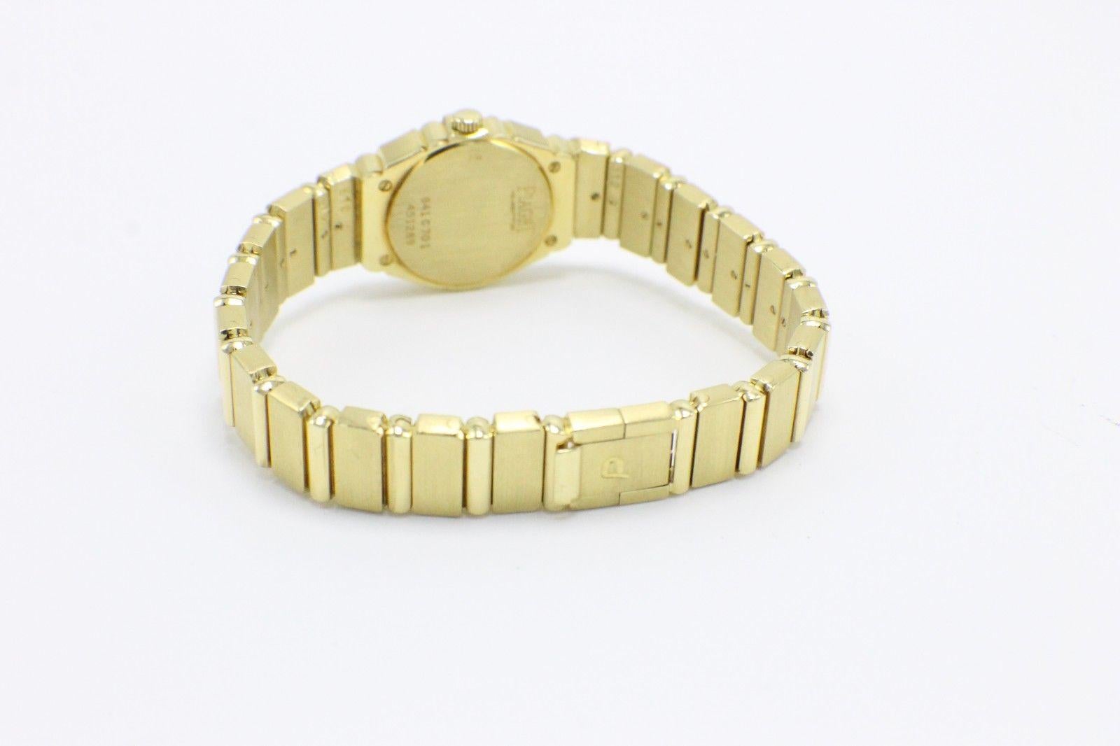 Piaget Polo 18 Karat Yellow Gold Ladies Watch 841 C701 Diamond Dial In Excellent Condition In San Diego, CA
