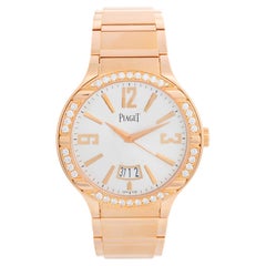 Piaget Polo 18k Rose Gold Diamond Watch Silver Dial G0A36023