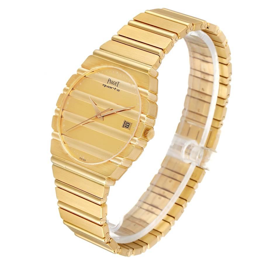 Piaget Polo 18K Yellow Gold Champagne Dial Mens Watch 15561 In Excellent Condition For Sale In Atlanta, GA