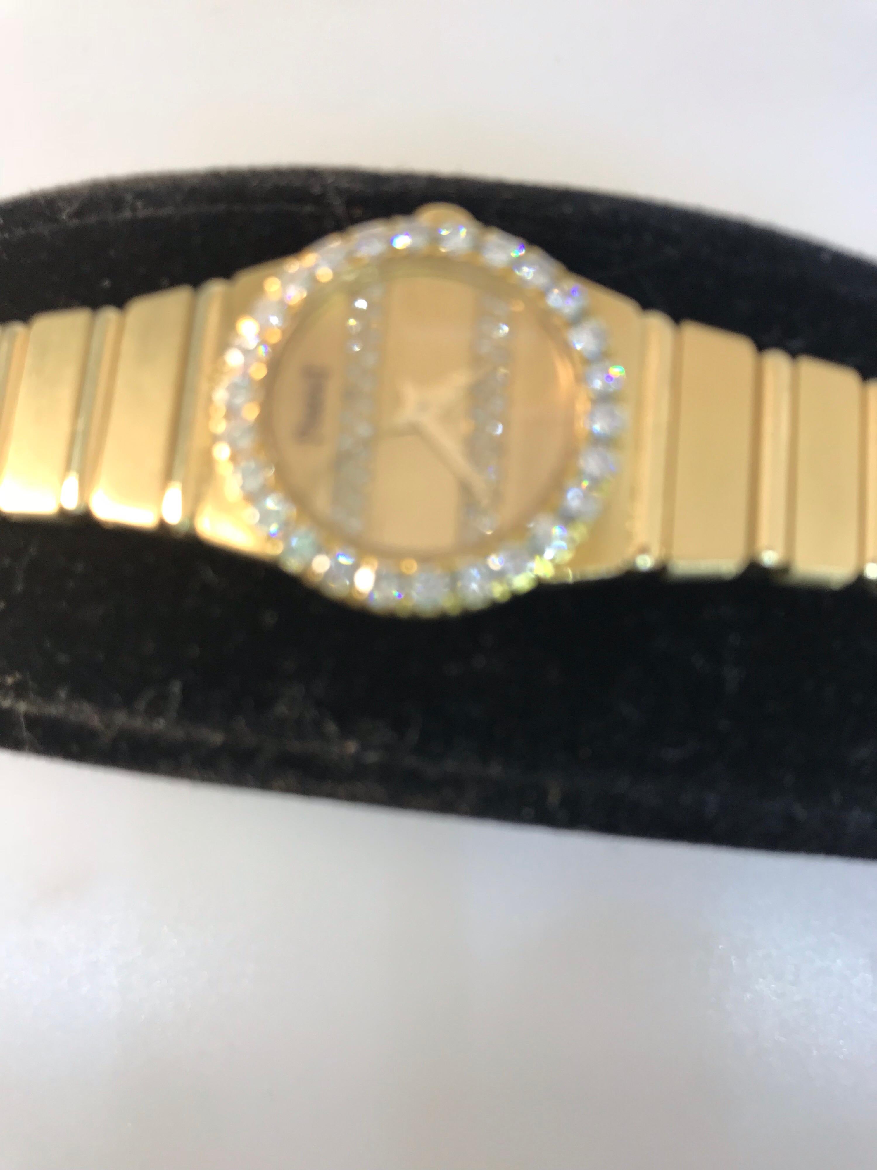 Piaget Polo 18 Karat Gold Diamond Bezel and Dial Ladies Bracelet Watch 8296 For Sale 1