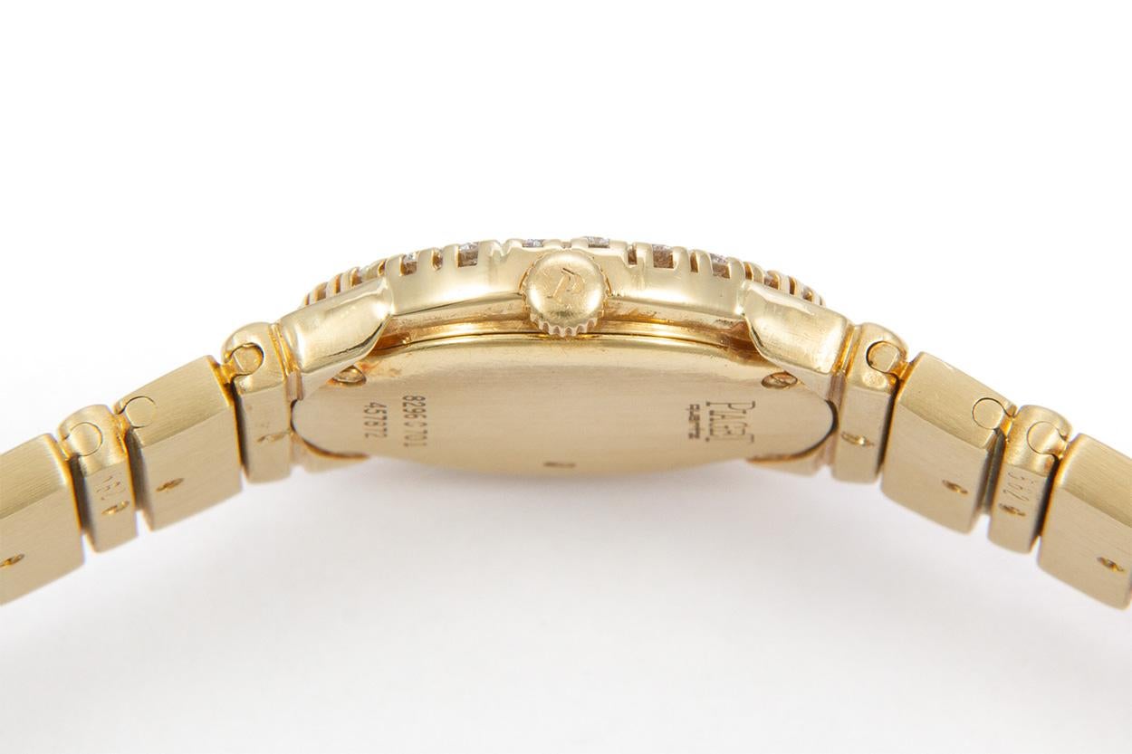 Round Cut Piaget Polo 18 Karat Yellow Gold Diamond Ladies Watch 8296 C with Box