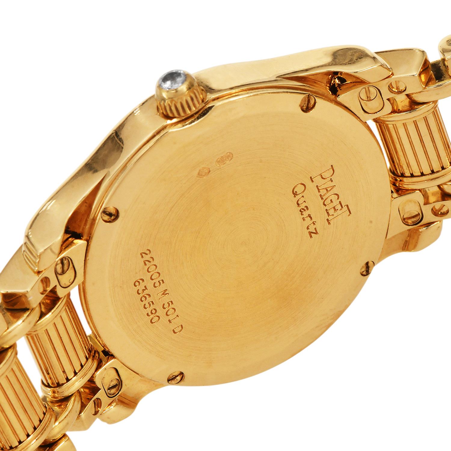 Piaget Polo 18 Karat Gelbgold Damenarmbanduhr mit Diamantbesatz im Angebot 1