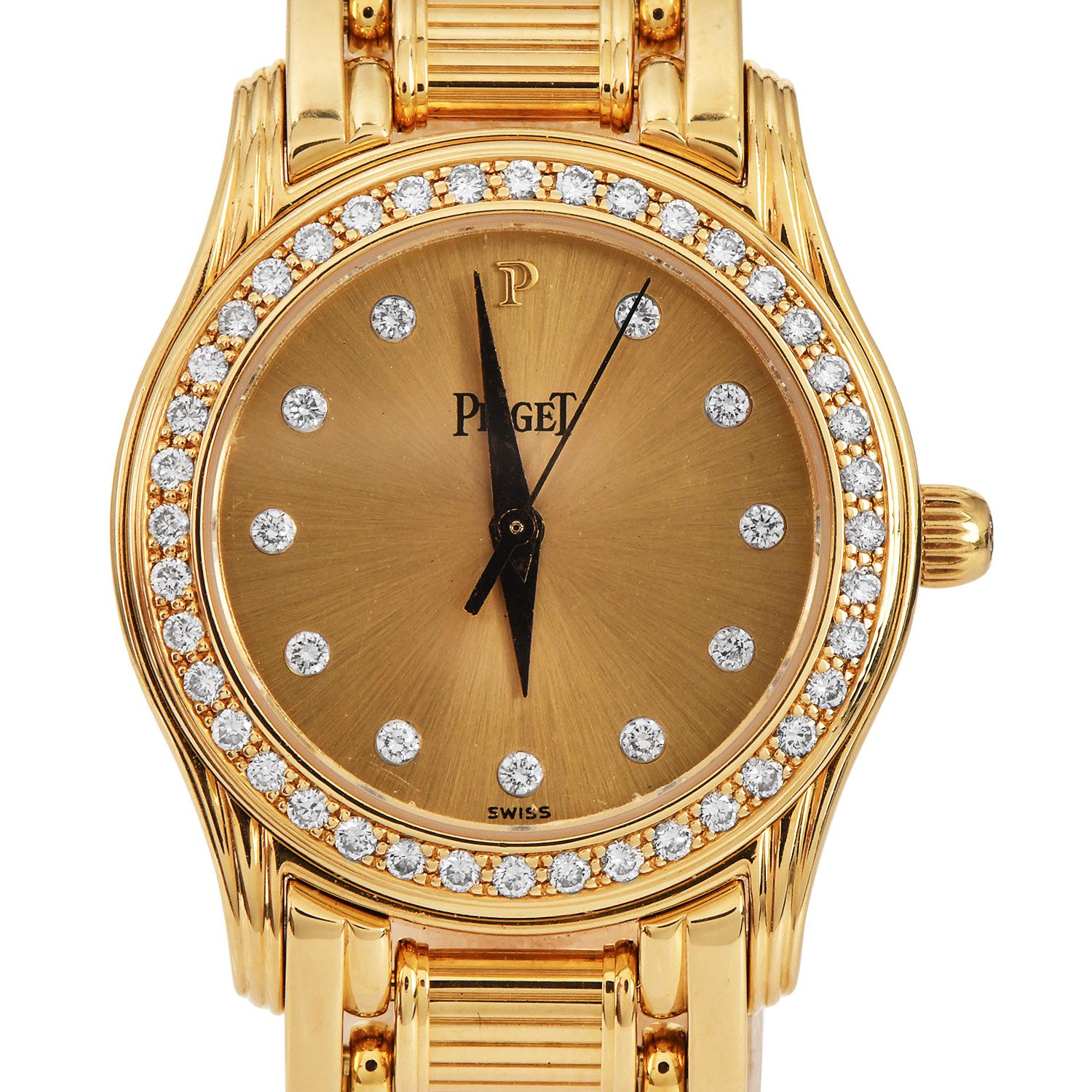 Piaget Polo 18K Yellow Gold Diamond-Set Ladies Wristwatch