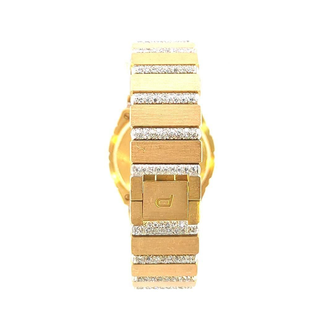 Piaget Diamond Gold Watch is a stunning timepiece that reflects elegance and luxury in every detail. Crafted with the finest materials, this watch features a magnificent 18K gold case that exudes opulence and sophistication.

The watch is adorned