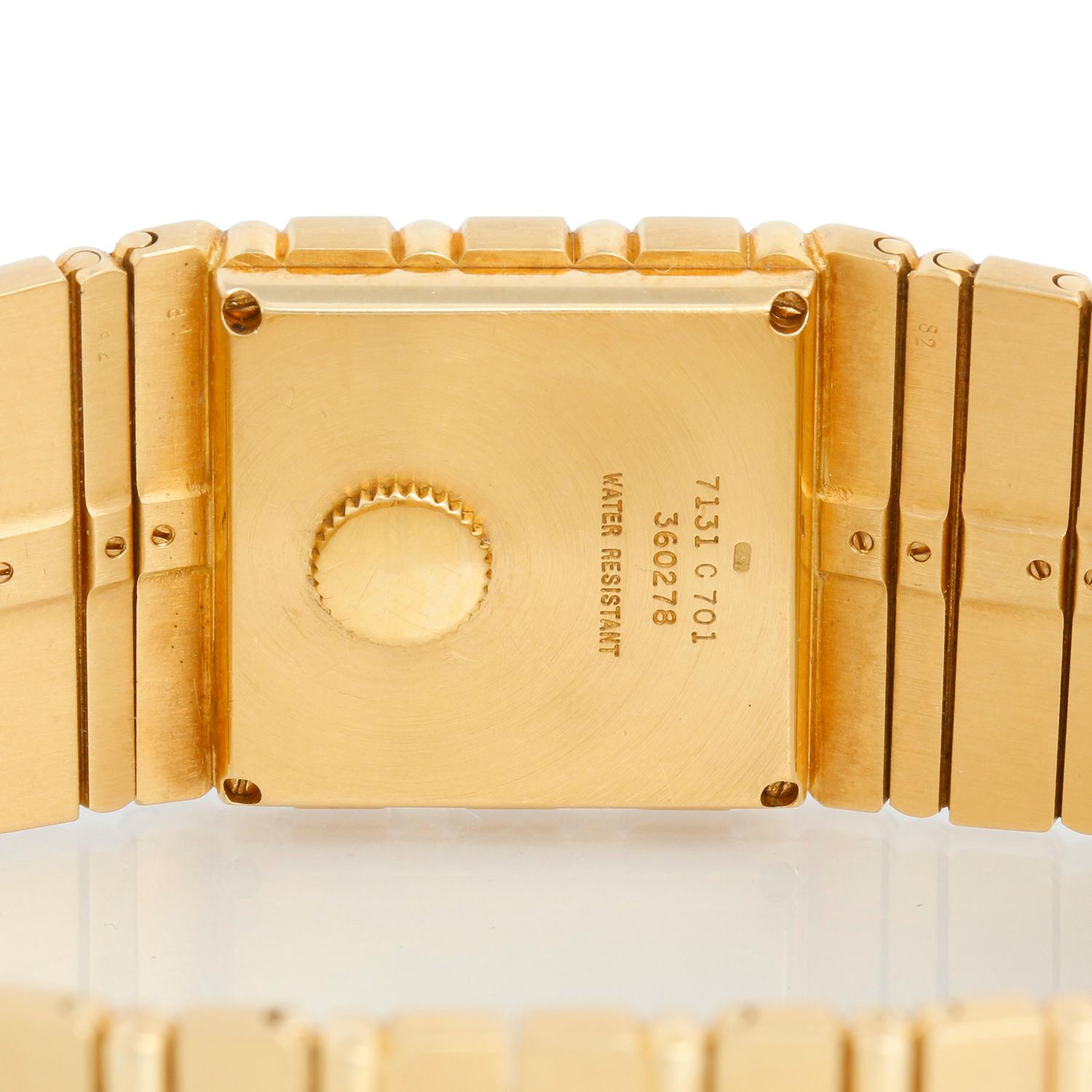 Piaget Polo 18K Yellow Gold Men's Watch 7131 C701 - Quartz. 18K Yellow Gold ( 25 x 25 mm ). Gold dial with round hour markers. 18K Yellow Gold bracelet; will fit a 7 1/4 inch wrist . Pre-owned with Piaget travel box.