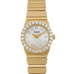 Piaget Polo 21mm 18K Gelbgold Diamant MOP Zifferblatt Damen Quarzuhr 8296 C701