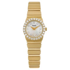 Piaget Polo 21mm 18K Gelbgold Diamant MOP Zifferblatt Damen Quarzuhr 8296 C701