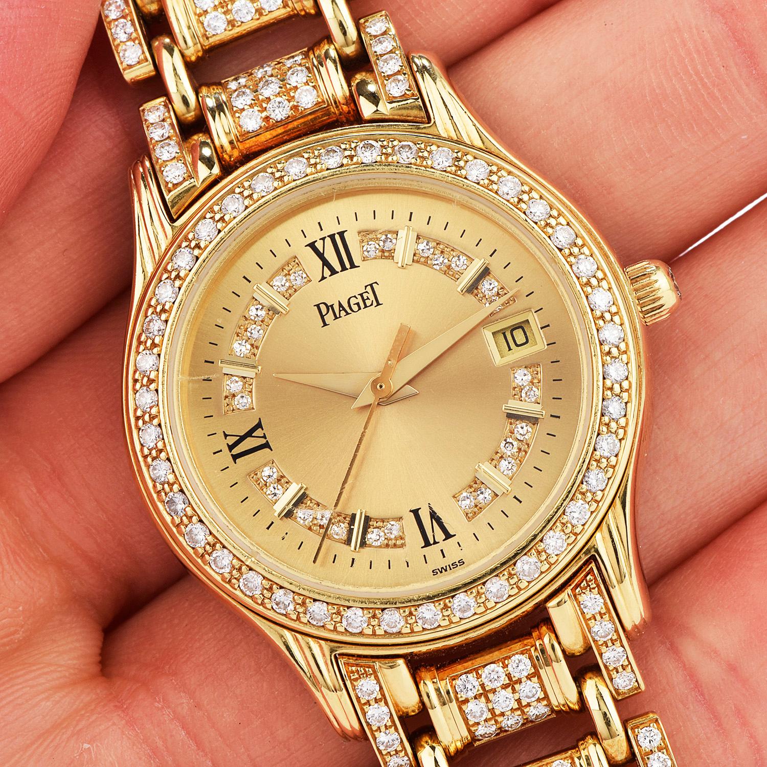Women's Piaget Polo 23005 M 503 D Diamond 18K Yellow Gold Watch