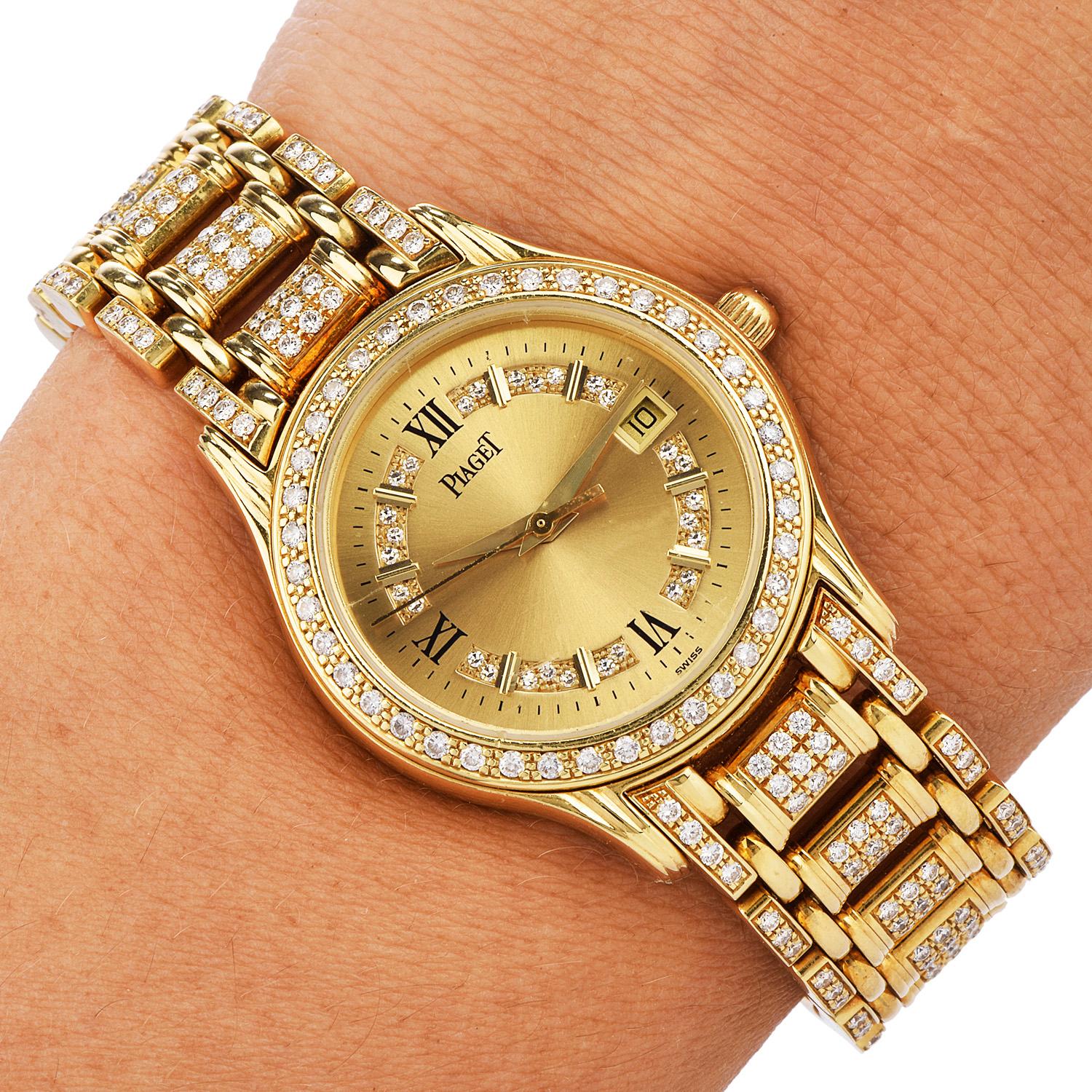 Piaget Polo 23005 M 503 D Diamond 18K Yellow Gold Watch 1