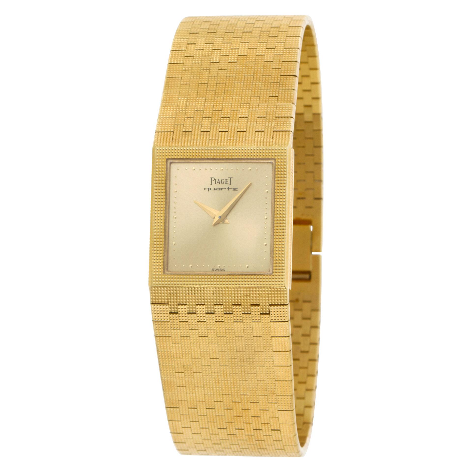Piaget Polo in 18k. Quartz. 23 mm case size. With box and papers. Fits 7.75 inches wrist. Ref 368727. Circa 1990s. Fine Pre-owned Piaget Watch.  Certified preowned Dress Piaget Polo 368727 watch is made out of yellow gold on a 18k bracelet with a