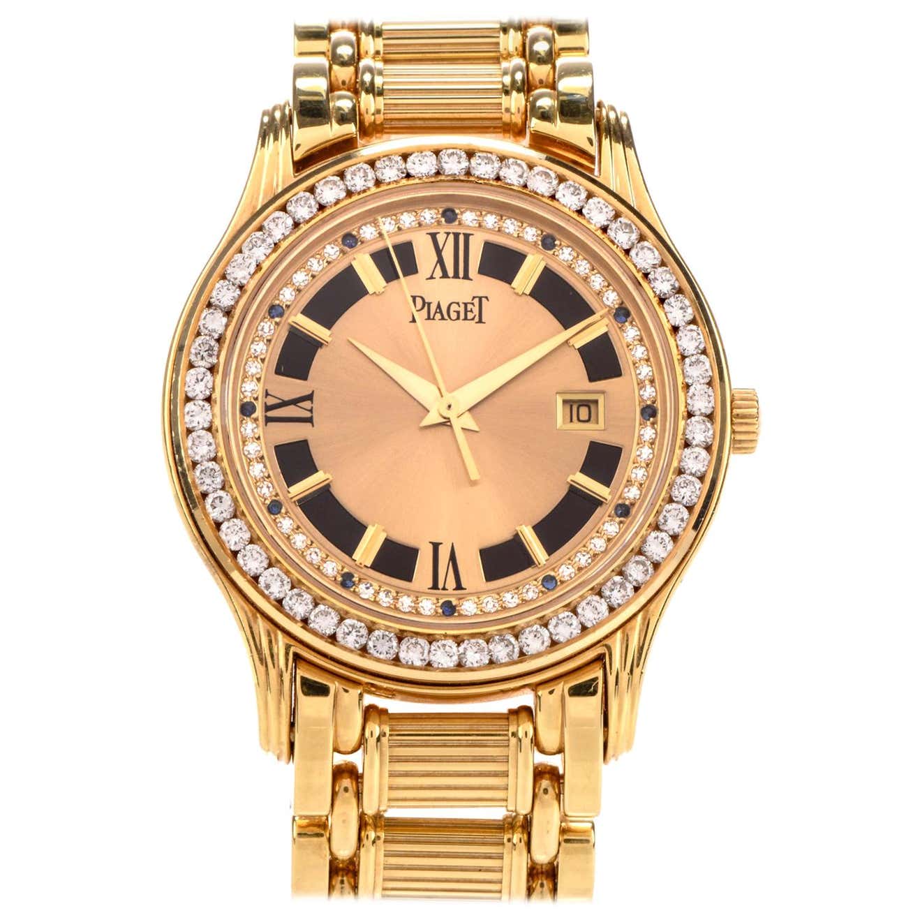 Piaget Polo 24005 M 503 D Diamond Onyx 18 Karat Yellow Gold Watch at ...