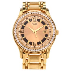 Piaget Polo 24005 M 503 D Diamond Onyx 18 Karat Yellow Gold Watch